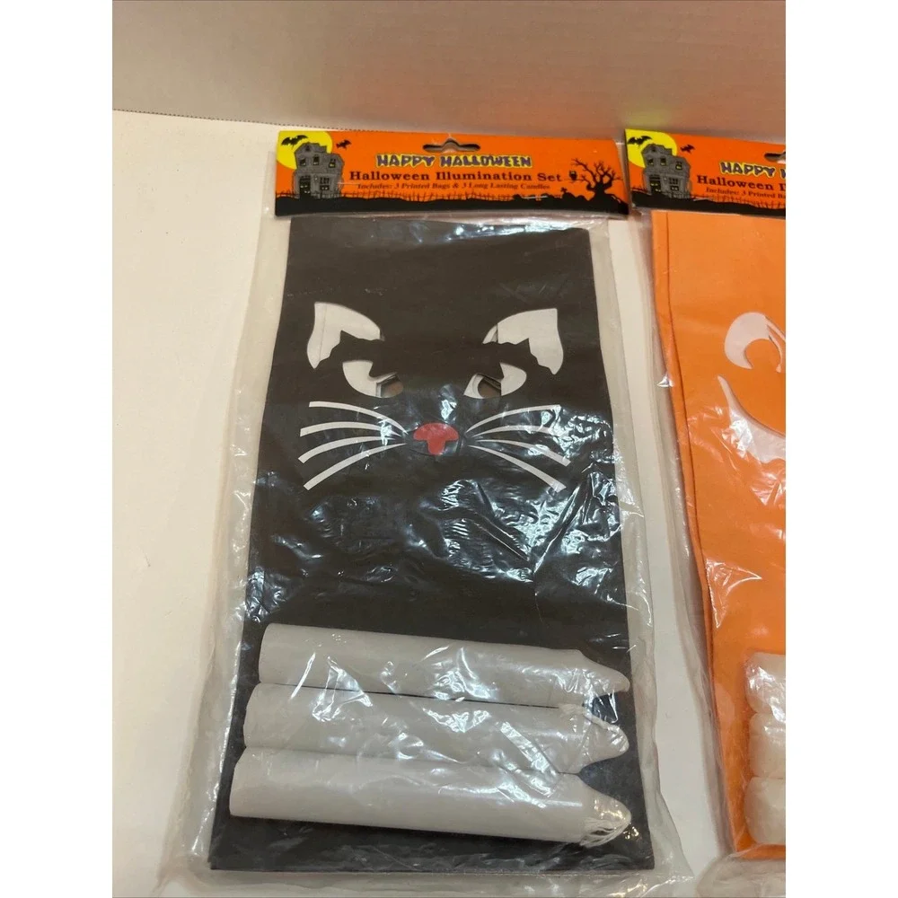 VTG 6 PCS Luminary New Old Stock Vintage Outdoor Candle Bags‎ Pumpkins Cats